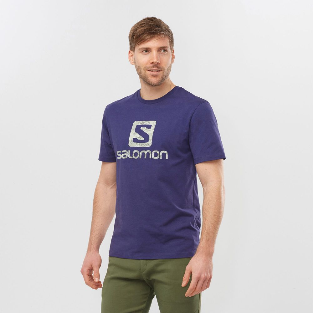 SALOMON OUTLIFE LOGO Philippines - Men's Tee Shirt - Navy | 863421-MCH